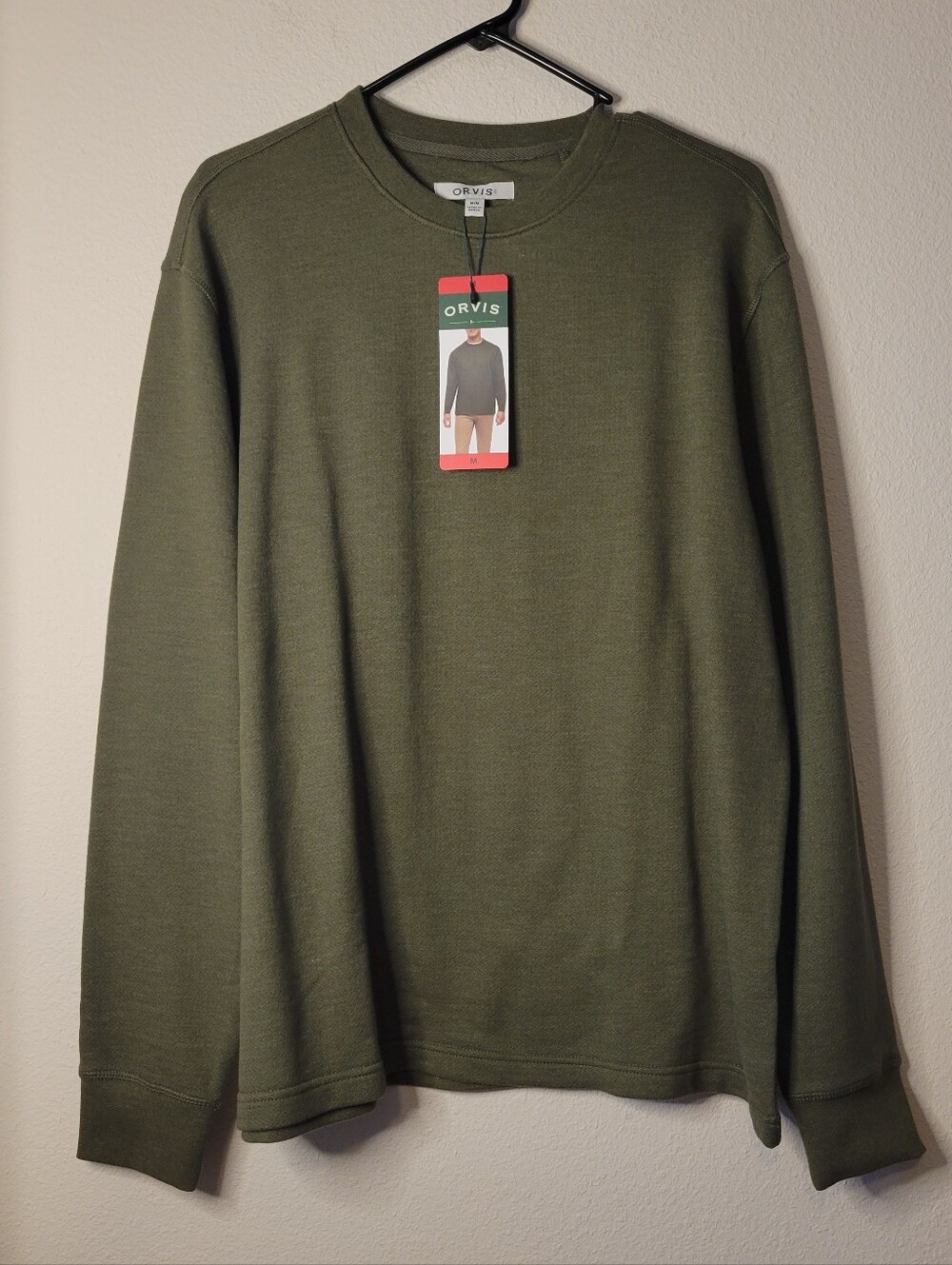 Orvis Men’s Campfire Crewneck Sweatshirt, Olive Green, M, NWT